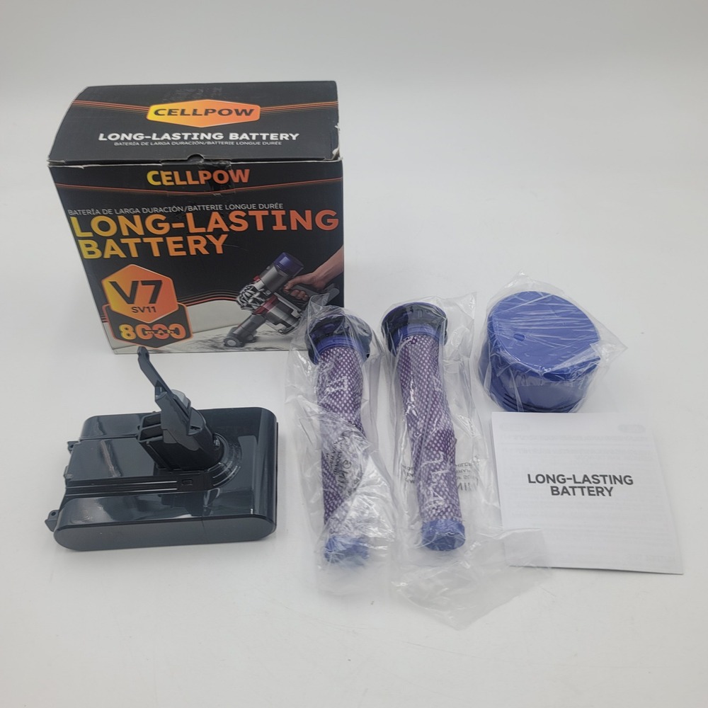 Cellpow 8000mAh Battery Replacement and Filter Kit for Dyson V7 SV11 Animal